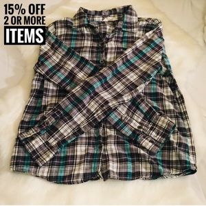 Woman Button down plaid shirt